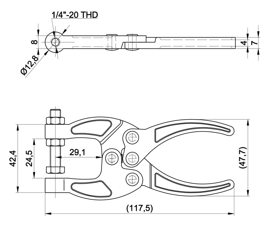 Technical drawing DST-50350 Squeeze action toggle plier 800N