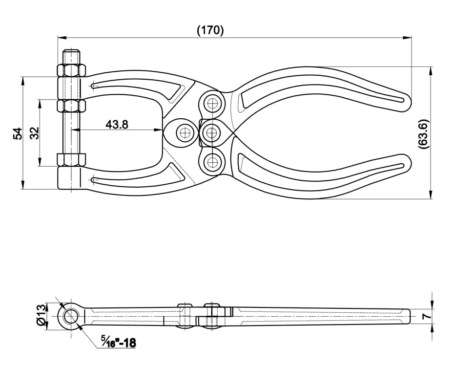 Technical Drawing DST-50360 Squeeze action toggle plier 1590N
