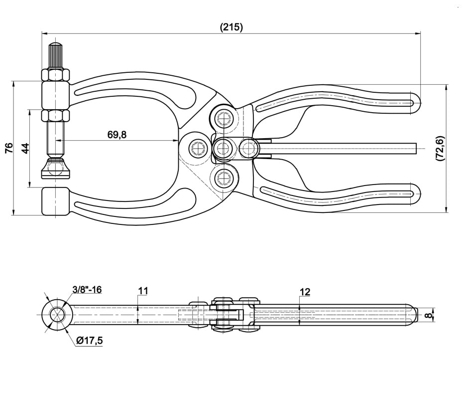 Technical Drawing DST-50380 Squeeze action toggle plier 3180N