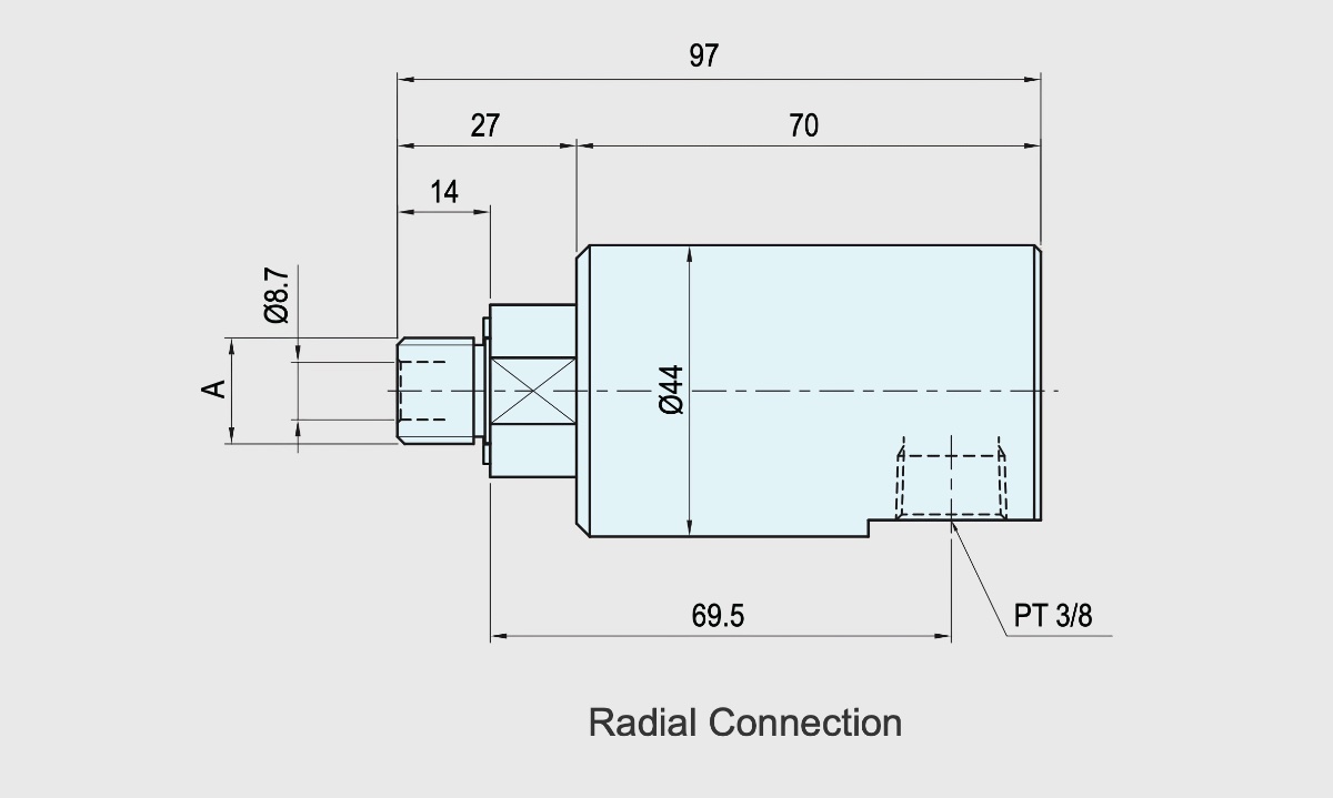 SRJ01-101-04 Technical Drawing Integrated type Rotary Union-Rotary Joint for CNC Lathe chucks in-the-shaft mounted design