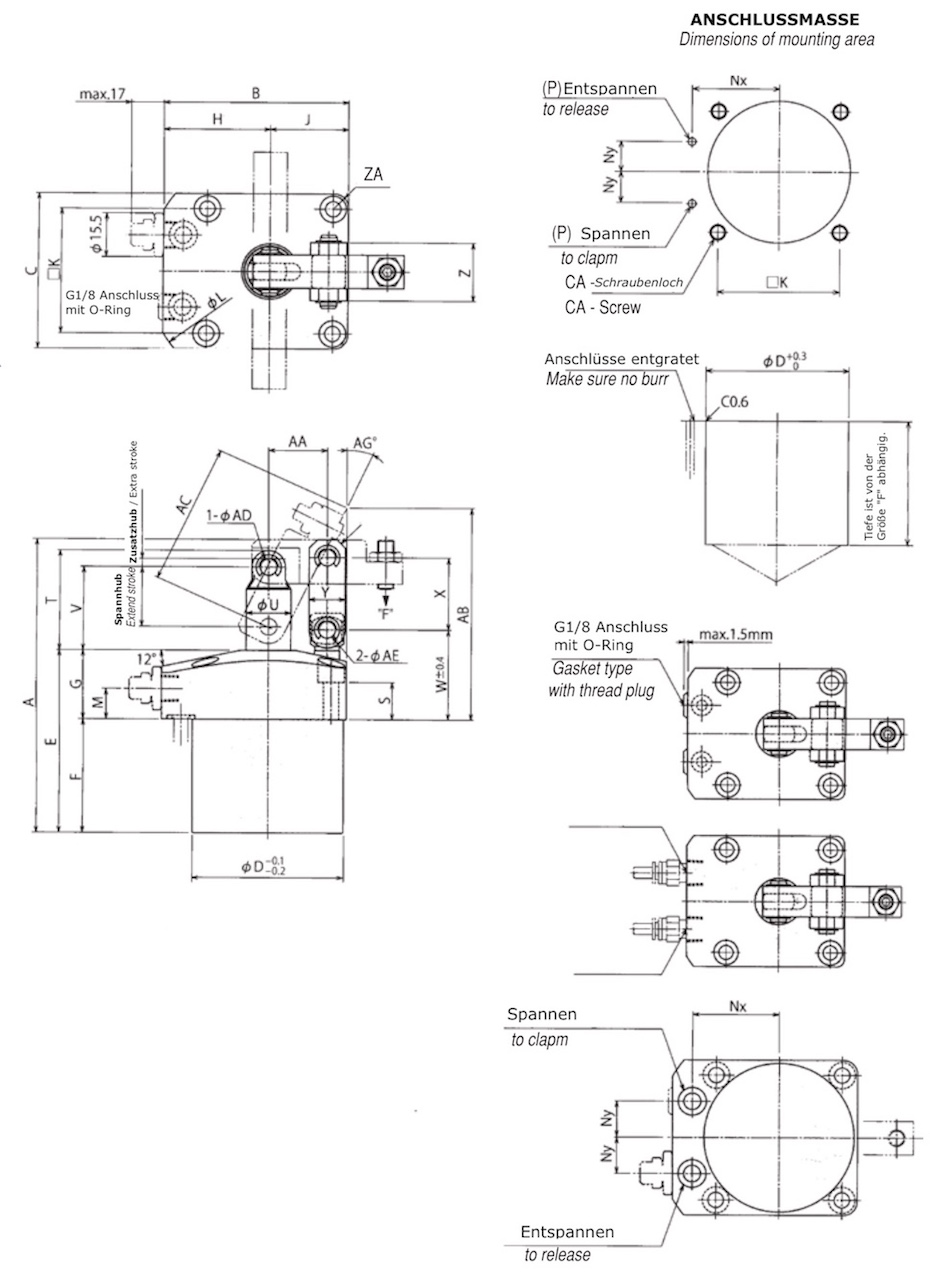 P12 Zeichnung-Drawing Pneumatic Link Clamp