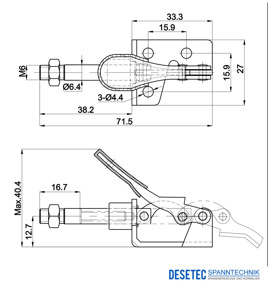 DST-301-BM Datasheet Push-Pull toggle clamp,mini type-low profile 450N