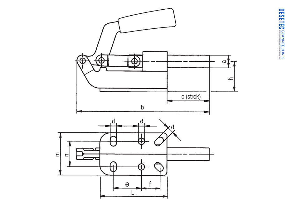 M62 Technical drawing Push-pull type toggle clamp with handle