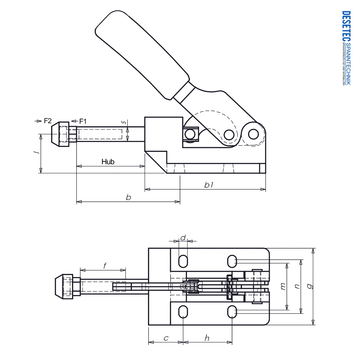 M64 Technical Drawing Heavy duty push-pull type toggle clamp with malleable cast iron, varnished body