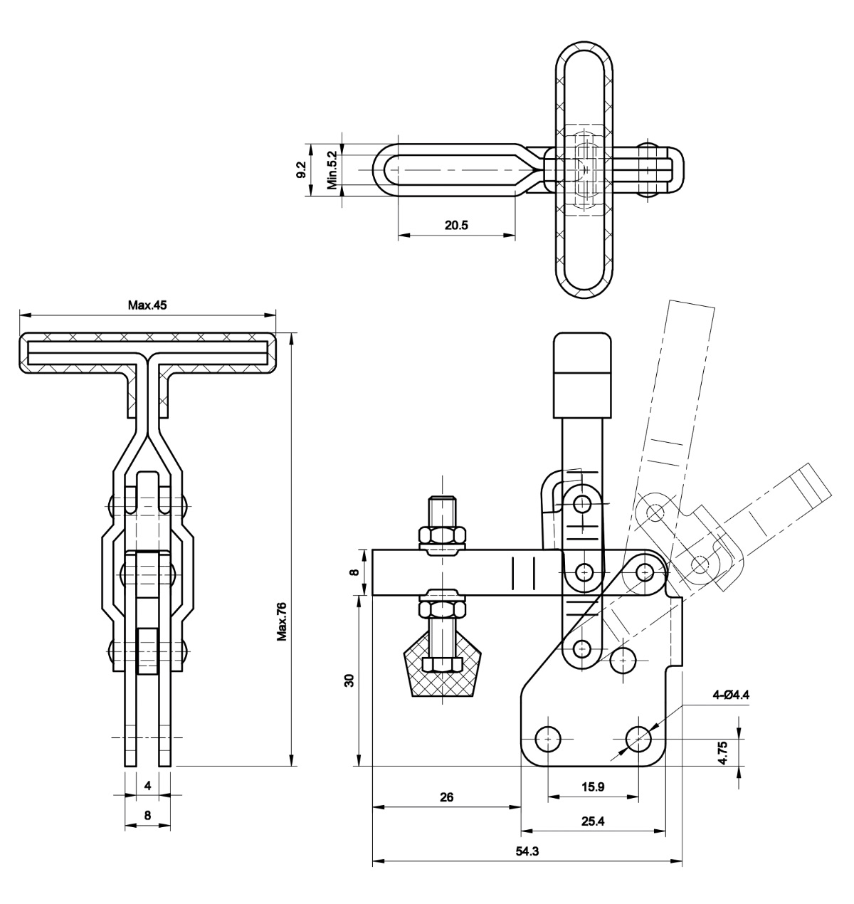 DST-101-AIT Datasheet Vertical acting toggle clamp 500N