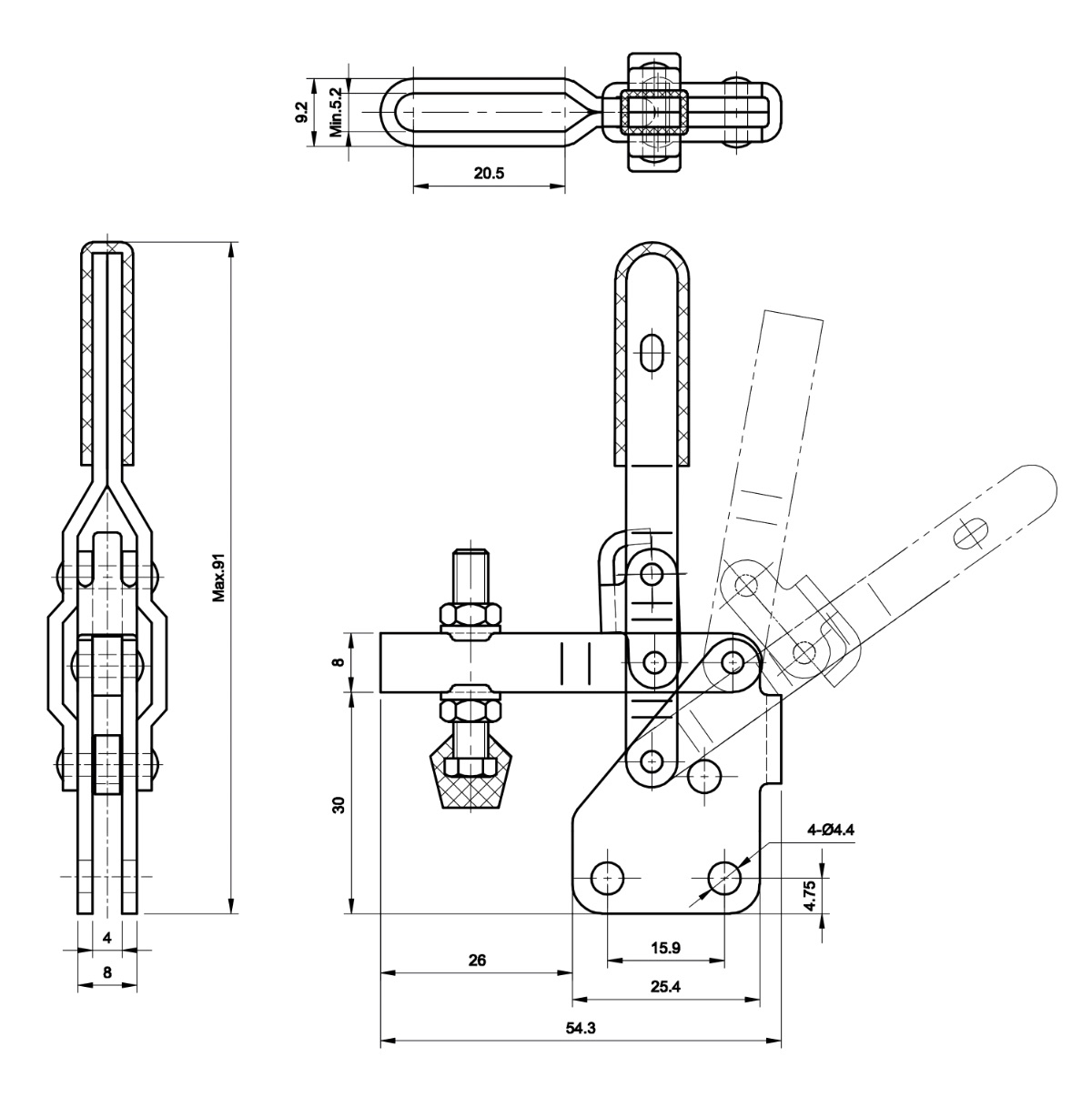 DST-101-AI Datasheet Vertical acting toggle clamp 500N