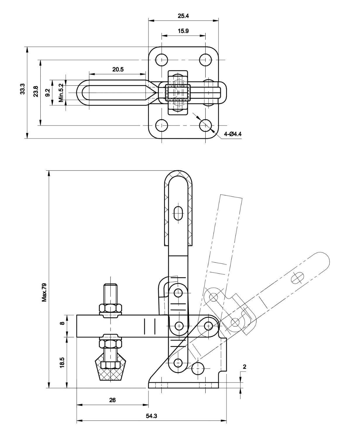 DST-101-A Datasheet Vertical acting toggle clamp 500N