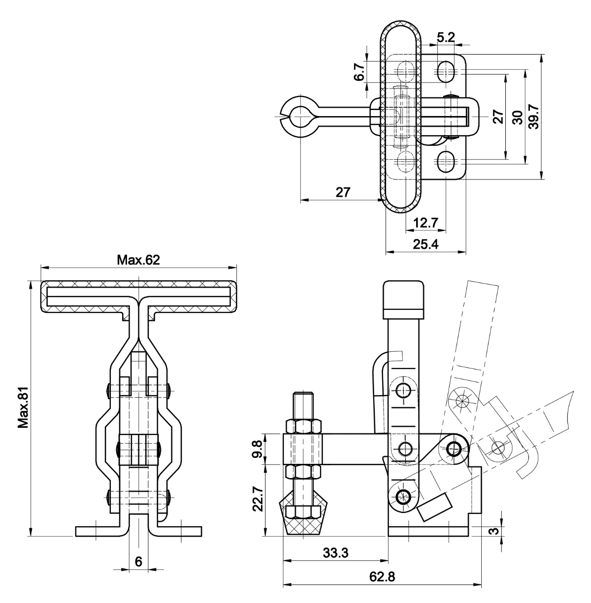 DST-12070 Datasheet Vertical acting toggle clamp 910N
