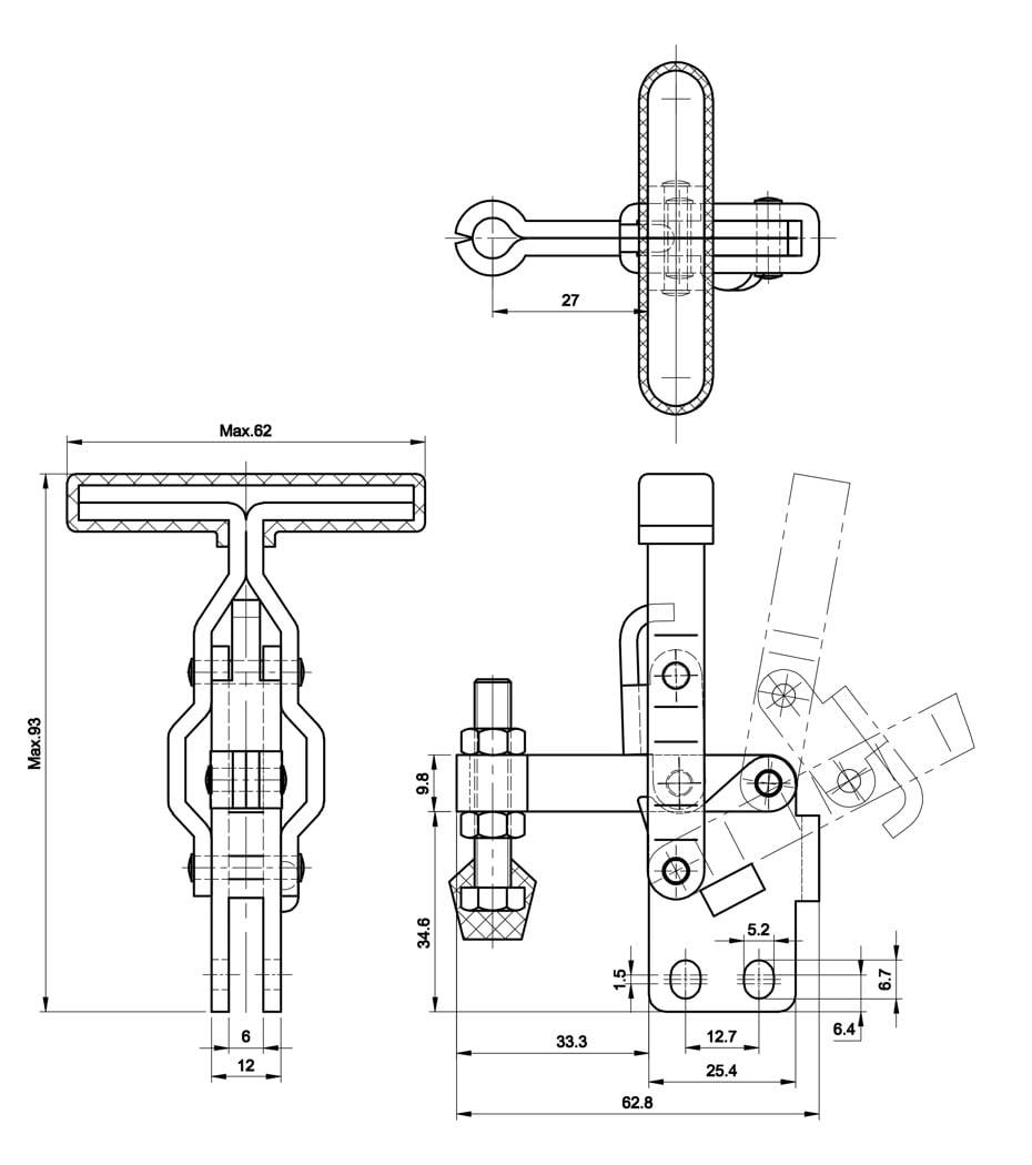 DST-12075 Datasheet Vertical acting toggle clamp 910N