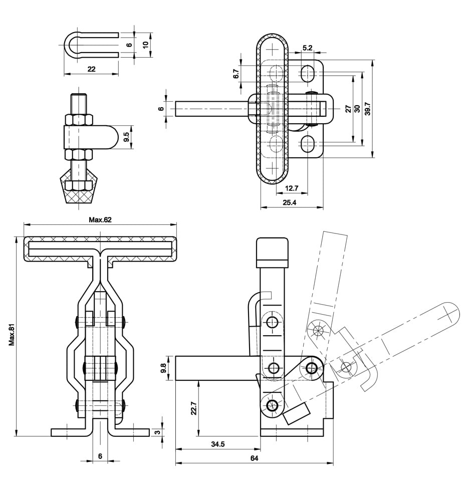 DST-12080 Datasheet Vertical acting toggle clamp 910N