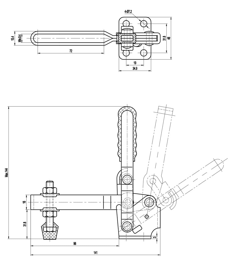 DST-12132 Datasheet DST-12132 Vertical acting toggle clamps with horizontal mounting base 2270N