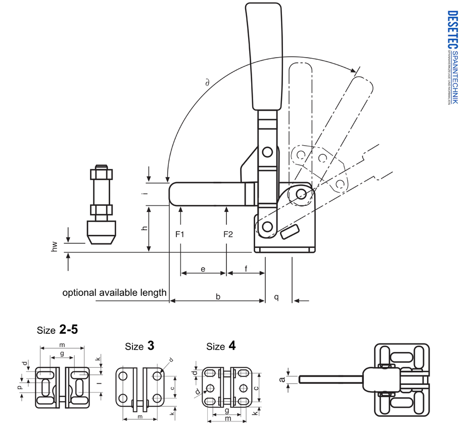 M10L Vertical toggle clamp with horizontal base and solid clamping arm drawing and datasheet