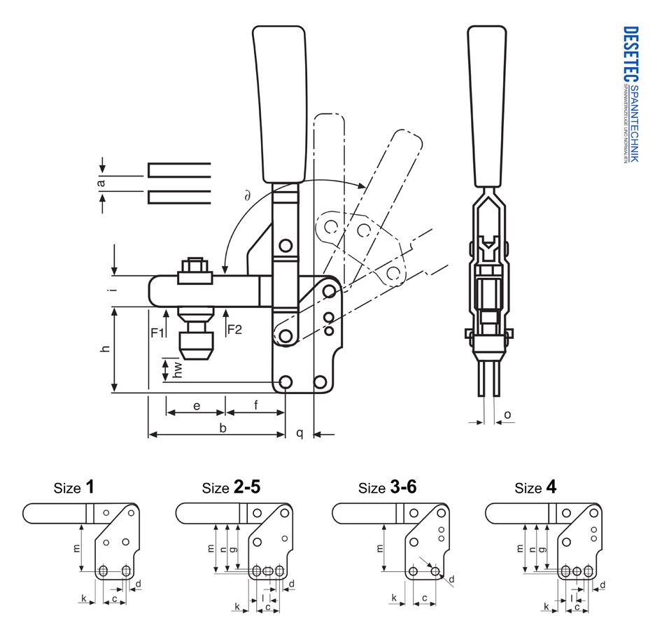 M11 Vertical toggle clamp with vertical base and open clamping arm Drawing and Datasheet 