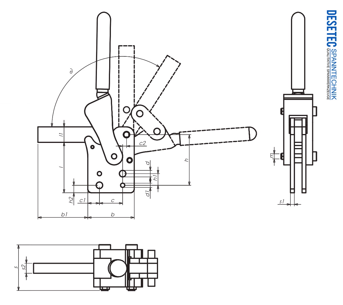 M34 Technical drawing and Datasheet Heavy Vertical toggle clamp with vertical base