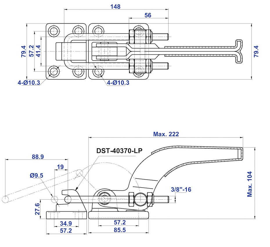 DST-40370 Datasheet Heavy-duty Latch type toggle clamp 18180N