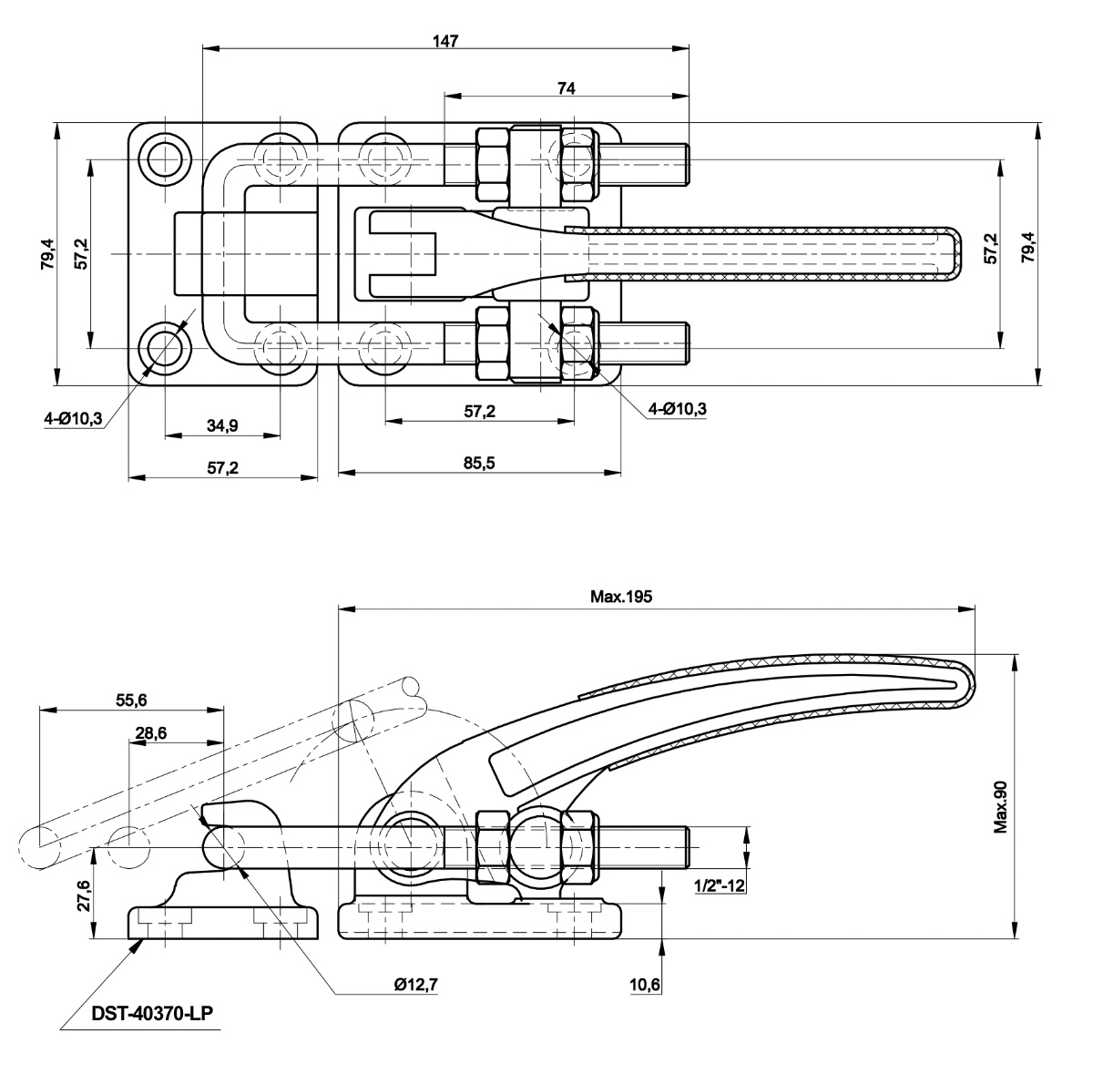 DST-40380 Datasheet Heavy-duty Latch type toggle clamp 34000N