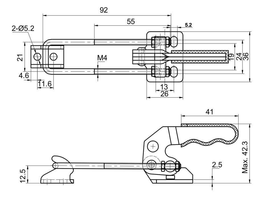DST-40820 Datenblatt Verschlussspanner-Bügelspanner horizontal 2000N