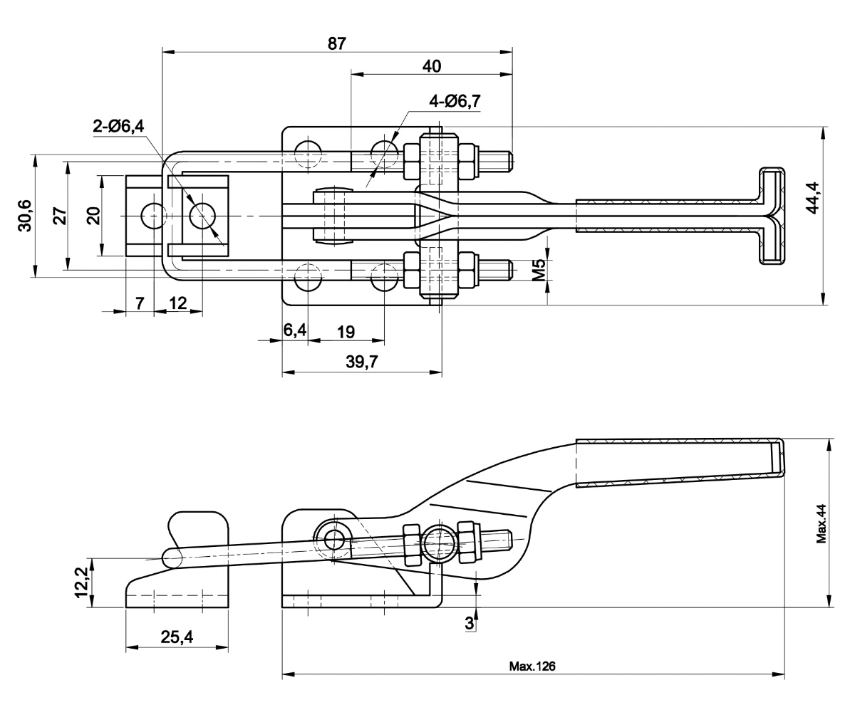 DST-431 Datasheet Latch type toggle clamp with horizontal U-hook 3180N