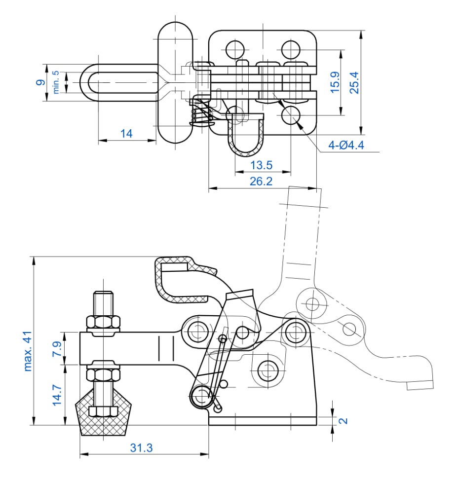 DST-13005-T Datasheet Compact-Low Profile T-Handle toggle clamp with safety lock 680N