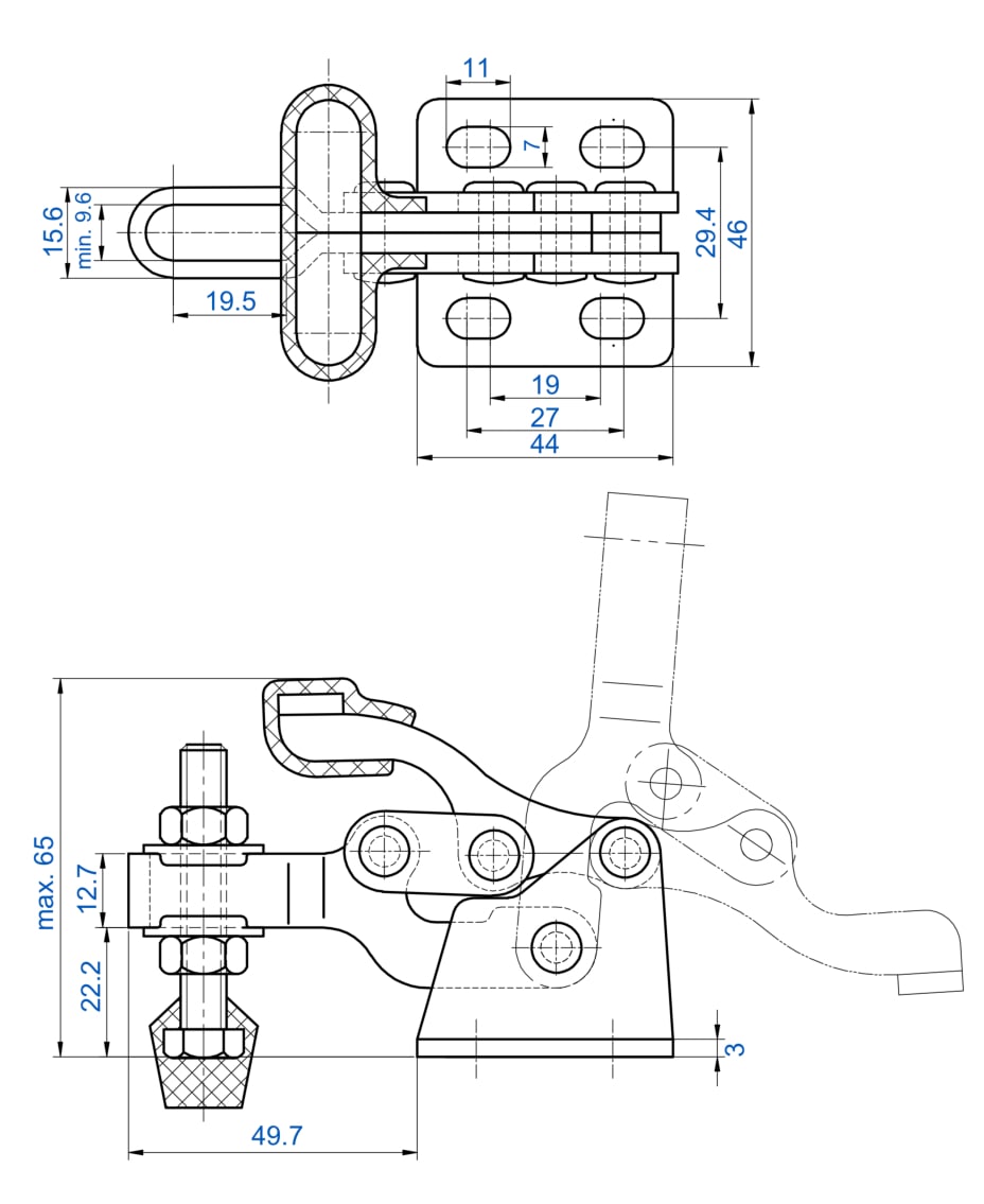 DST-13007-SS Datasheet Compact-Low Profile T-Handle toggle clamp 1500N-STAINLESS STEEL